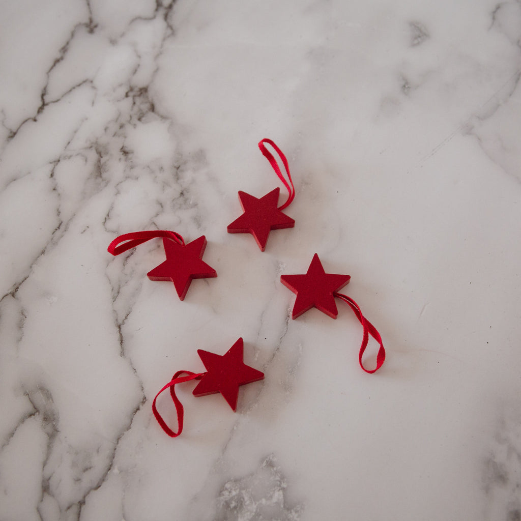 red wooden star ornament